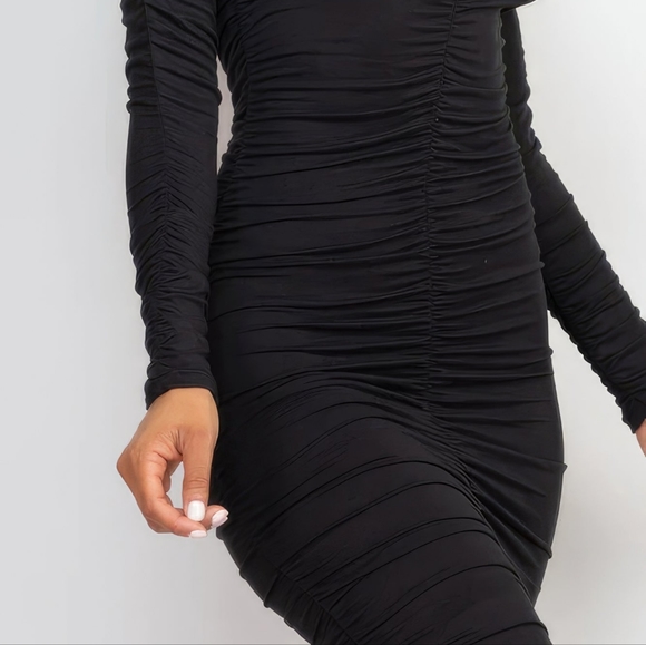 Radiant Ruching Midi Dress - Black - Picture 12 of 15